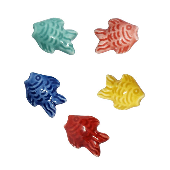 Componenti in Ceramica Pesce con Foro Passante 15x19mm