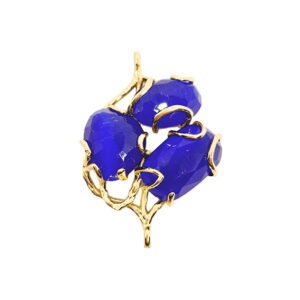 Distanziatori in Ottone Intramezzo Con Pietre Occhi di Gatto Blu 33x46mm