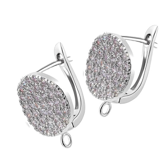 Orecchini in Ottone e Zirconi con Chiusura a Scatto Silver 12mm