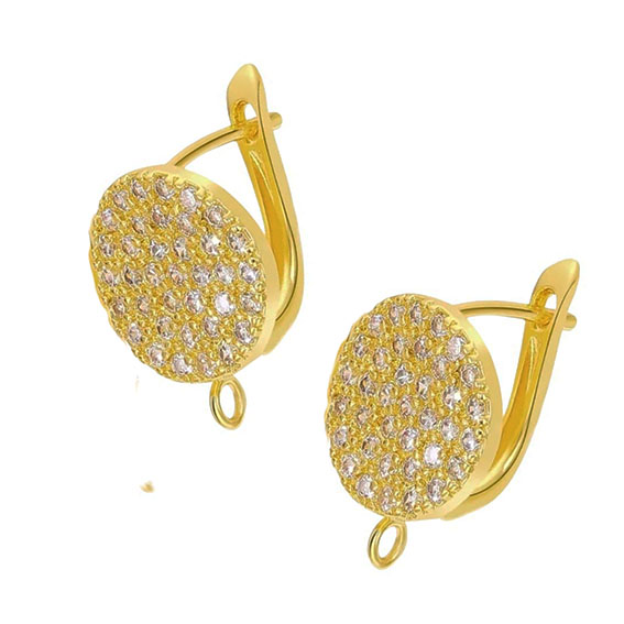 Orecchini in Ottone e Zirconi con Chiusura a Scatto Oro 12mm