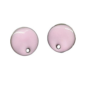 Perni in Acciaio Modello Bottoncino Smaltato Rosa 10mm