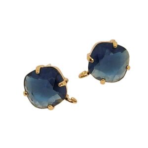 Perni in Ottone Con Pietre in Vetro Blu Montana 11mm