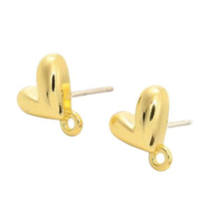 Perni in Ottone con Perno in Argento Sterling Modello Cuore 9x9,5mm (PNOT084)