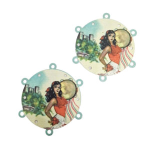 Distanziatori in Ottone Con Asole Laterali Ragazza con Tamburello 40mm