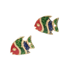 Perni in Zama Pesce Smaltata a Fuoco 18x23mm (313)