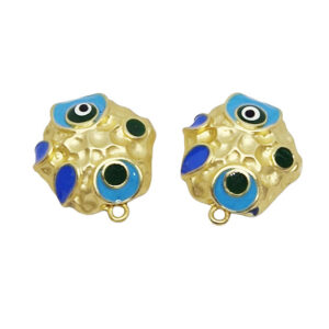 Perni in Zama Smaltati con Occhio di Hallah Azzurro 20mm
