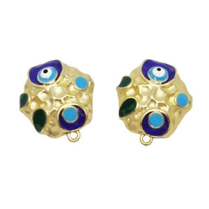 Perni in Zama Smaltati con Occhio di Hallah Blu 20mm