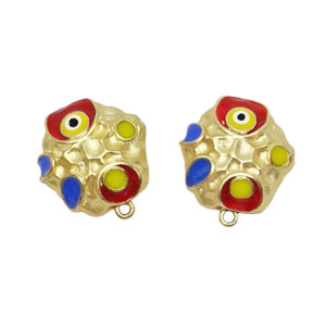 Perni in Zama Smaltati con Occhio di Hallah Rosso 20mm
