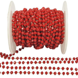 Catena Rosario in Ottone Oro con Cristalli Rosso 3mm