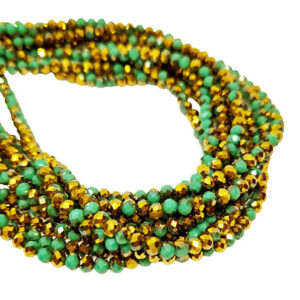 Cipollotti in Vetro Verde Tiffany e Oro 3x4mm (CPL201)