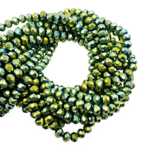 Cipollotti in Vetro Verde Metallico con Sfumature Oro AB 2x3mm (CPL138O)
