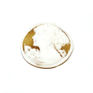 Cammeo in Corniola Dea Con Corona Fiori 30mm Lato Sinistro