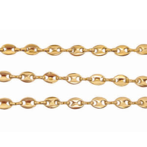 Catena in Acciaio con Anelli Chicco di Caffè Oro 5x8mm (CTAC059-O)