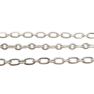 Catena in Acciaio con Anelli Ovali Lavorati Silver 3x6mm - 3x4mm