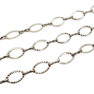 Catena in Acciaio con Anelli Ovali Lavorati Silver 8x10mm