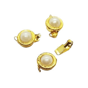 Chiusure in Metallo Clik Clak Oro con Perla Sintetica 10mm