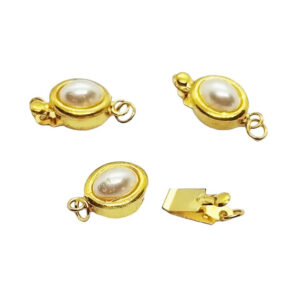 Chiusure in Metallo Clik Clak Oro con Perla Sintetica 7x9mm