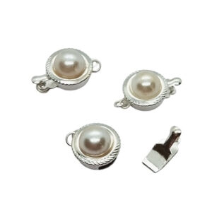 Chiusure in Metallo Clik Clak Silver con Perla Sintetica 10mm