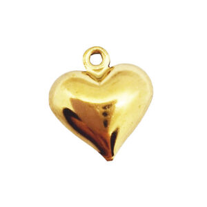 Ciondoli in Acciaio Cuoricino Bombato Oro 10x11mm