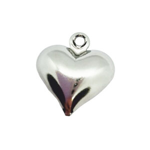Ciondoli in Acciaio Cuoricino Bombato Silver 10x11mm