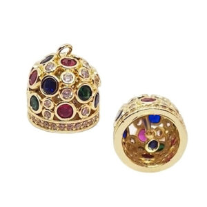 Ciondoli in Ottone Campanelle Capri Con Zirconi 15x18mm Multicolor