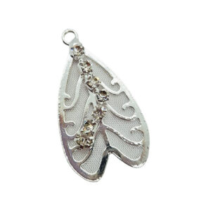 Ciondoli in Ottone Modello Cuore con Pendente di Strass 15x28mm
