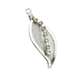 Ciondoli in Ottone Modello Foglia con Pendente di Strass 14x36mm
