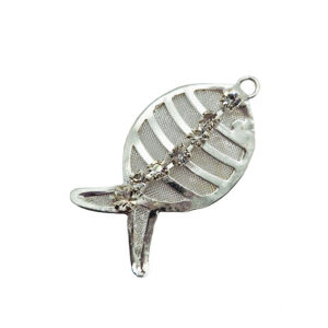 Ciondoli in Ottone Modello Pesce con Pendente di Strass 22x30mm