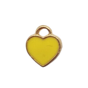Ciondoli in Ottone Smaltati Cuoricini Mini Giallo 6mm