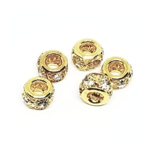 Distanziatori in Ottone Rondelle con Strass Oro 5x8mm
