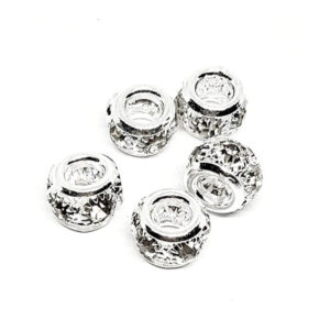 Distanziatori in Ottone Rondelle con Strass Silver 5x8mm