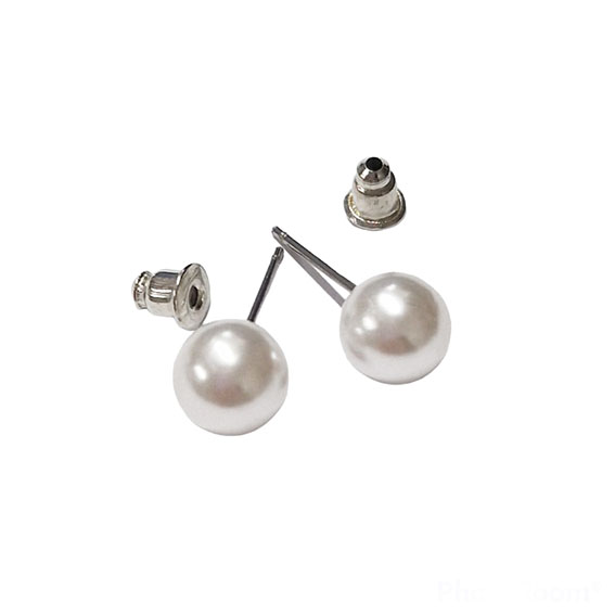 Orecchini a Perno con Perla Bianca da 6mm
