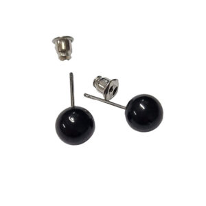 Orecchini a Perno con Perla Nera da 6mm