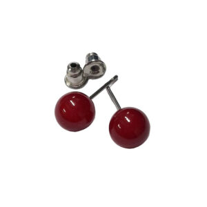 Orecchini a Perno con Perla Rossa da 6mm