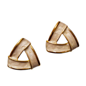 Orecchini a Perno in Ottone Smaltati Bianco Scuro 20mm