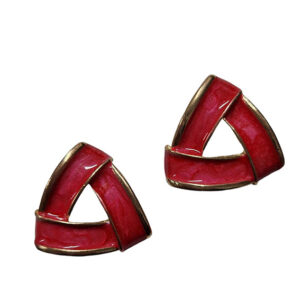 Orecchini a Perno in Ottone Smaltati Rosa Scuro 20mm