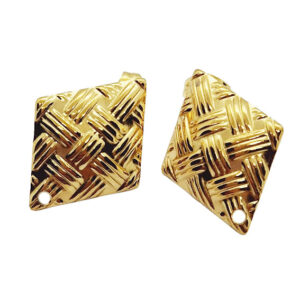 Perni in Acciaio Modello Rombo Lavorato Oro 19x25mm