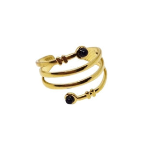 Anello in Ottone con Pietre Onice Fascetta Regolabile