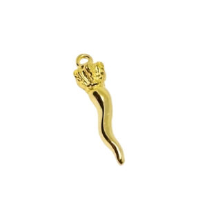 Ciondoli in Zama Satinato Cornetto Porta Fortuna con Corona 6x22mm