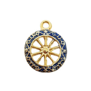 Ciondoli in Zama Ruota Oro Smaltati Blu 15mm