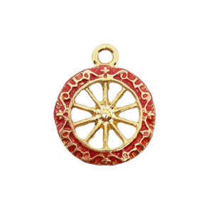 Ciondoli in Zama Ruota Oro Smaltati Rossa 15mm