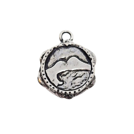 Ciondoli in Zama Stile Napoli Tamburelli Raffigurante il Vesuvio Silver 16mm (CNZM188-S)