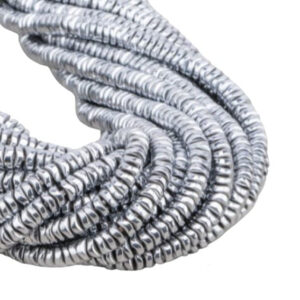 Fili di Ematite Rondelle Ondulate Argento 1x4mm (EMFL033-A)