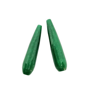 Gocce di Giada Smeraldo Briolette Sfaccettate 9x40mm (GCGD058)