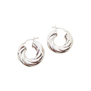 Orecchini in Argento 925 Cerchio Bombato Torcion 25mm (ARG056)