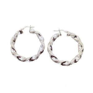 Orecchini in Argento 925 Cerchio Bombato Torcion 40mm (ARG058)