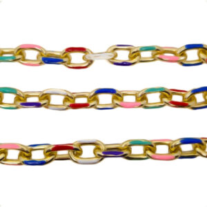 Catena in Alluminio Con Maglie Robuste e Inserti Smaltati Multi Color 15x22mm