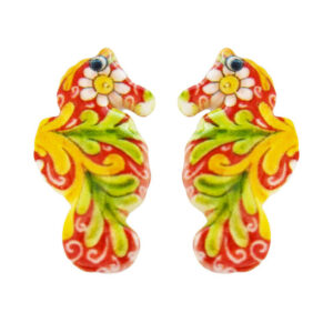 Componenti in Ceramica Cavalluccio Marino Dipinto 22x40mm (006)
