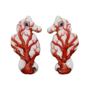Componenti in Ceramica Cavalluccio Marino Dipinto 22x40mm (013)