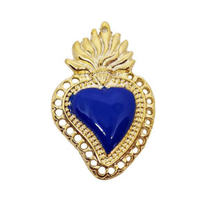 Distanziatori in Zama Cuore Sacro Smaltati Blu Smaltati 20x30mm